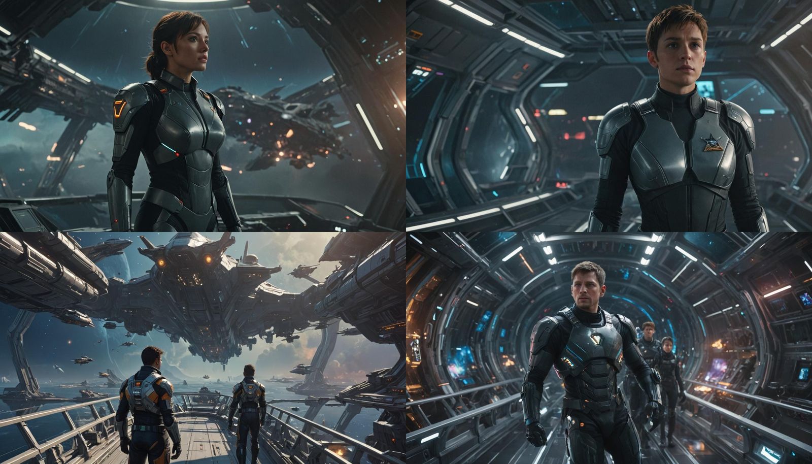 Captain Ryder Oversees Space Battle from Starship Bridge