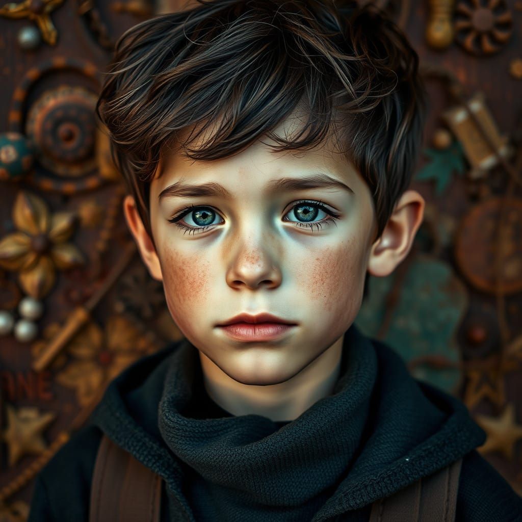 Charming European Youth in Rusty Magic Realism