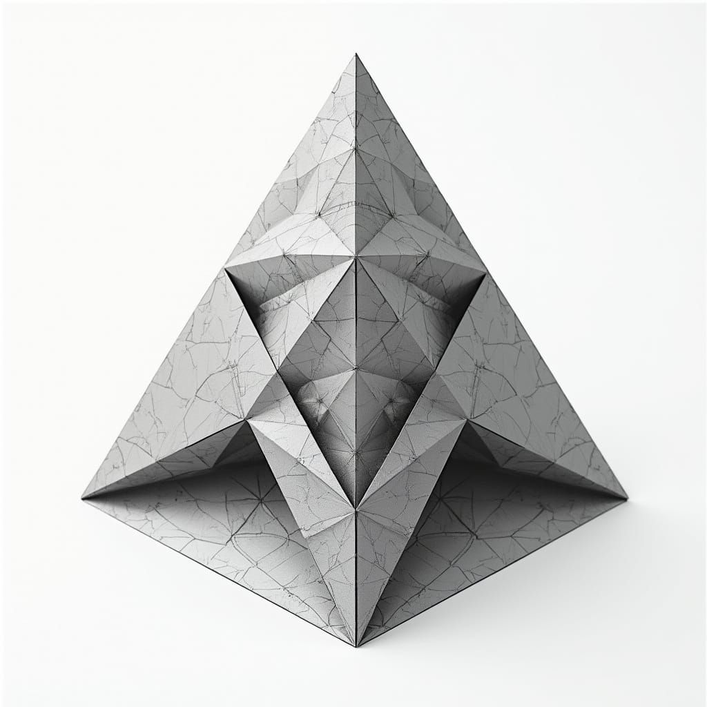 Abstract Geometric Pyramid with Escher-like Patterns