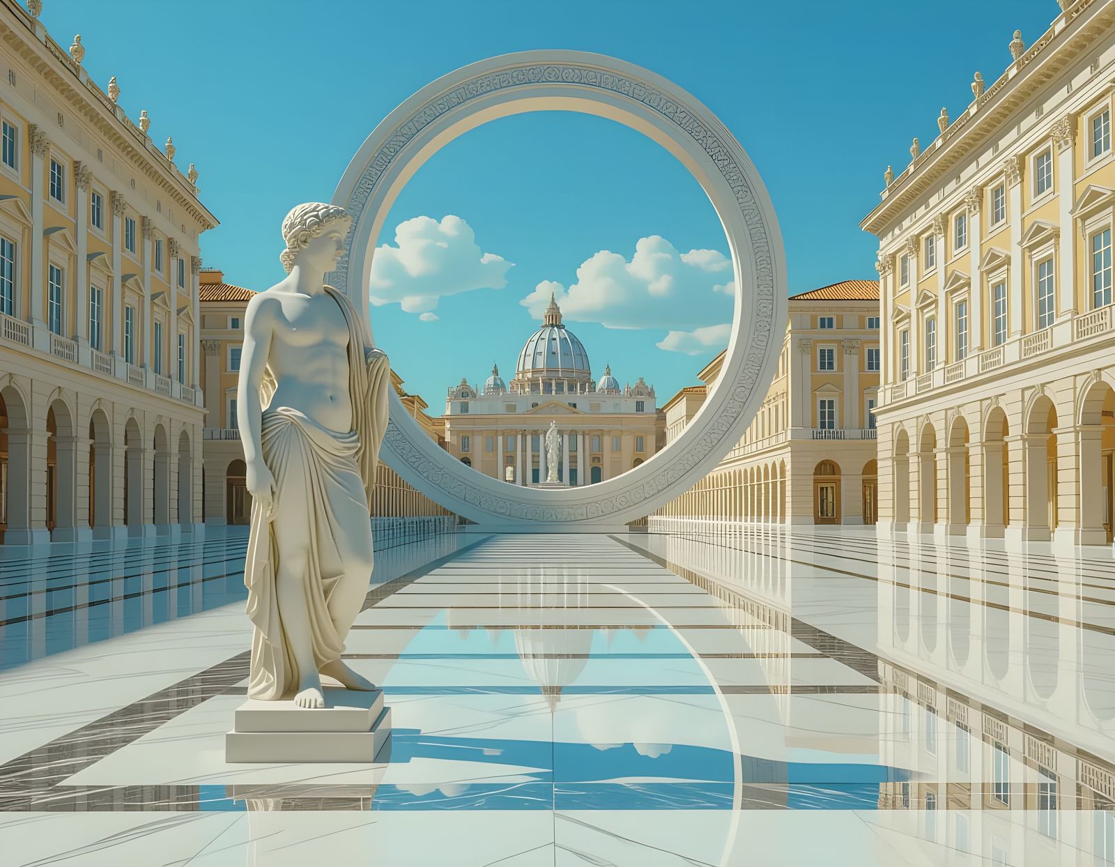Neoclassical City Square Inspired by Piero della Francesca