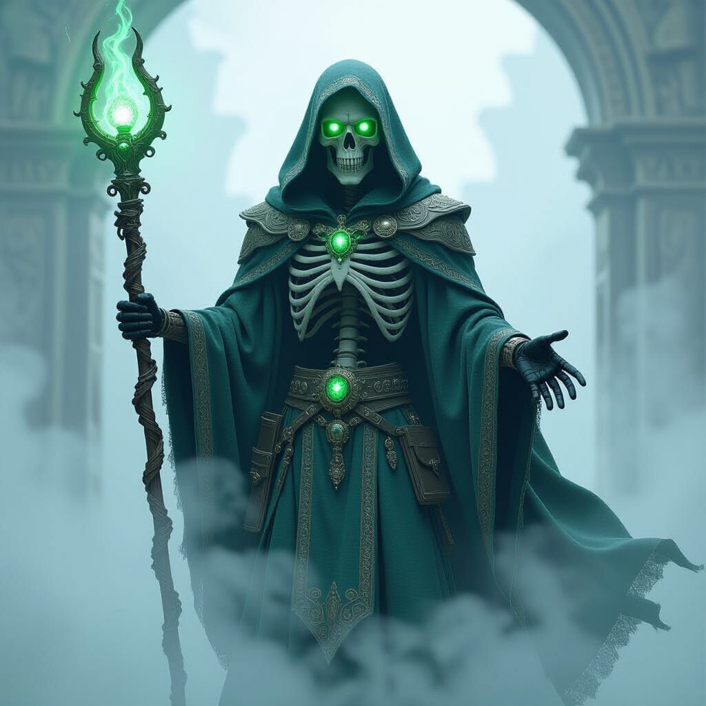 Mystical Skeleton Wizard in Warcraft CGI Style