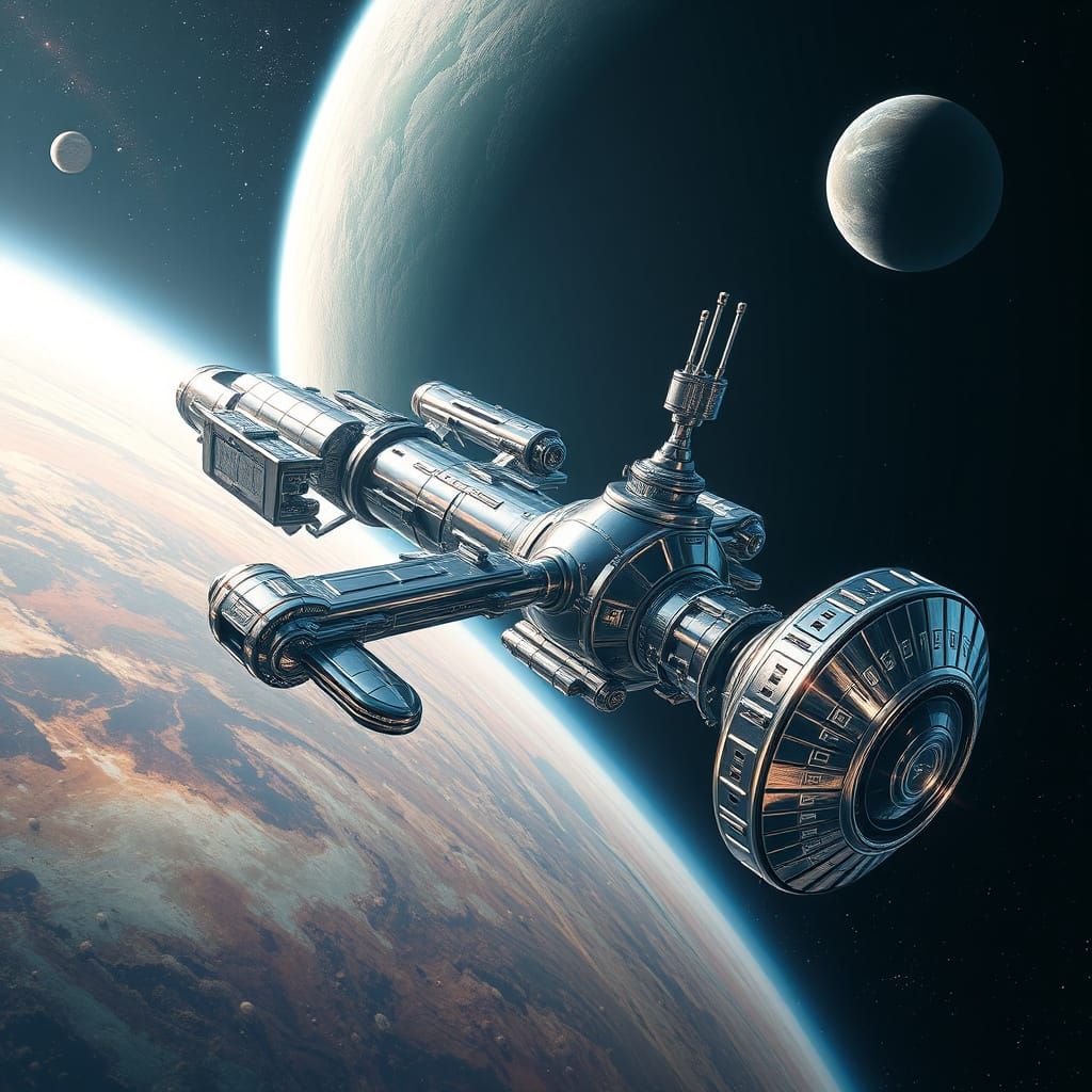 Cyberpunk Space Station in Orbit