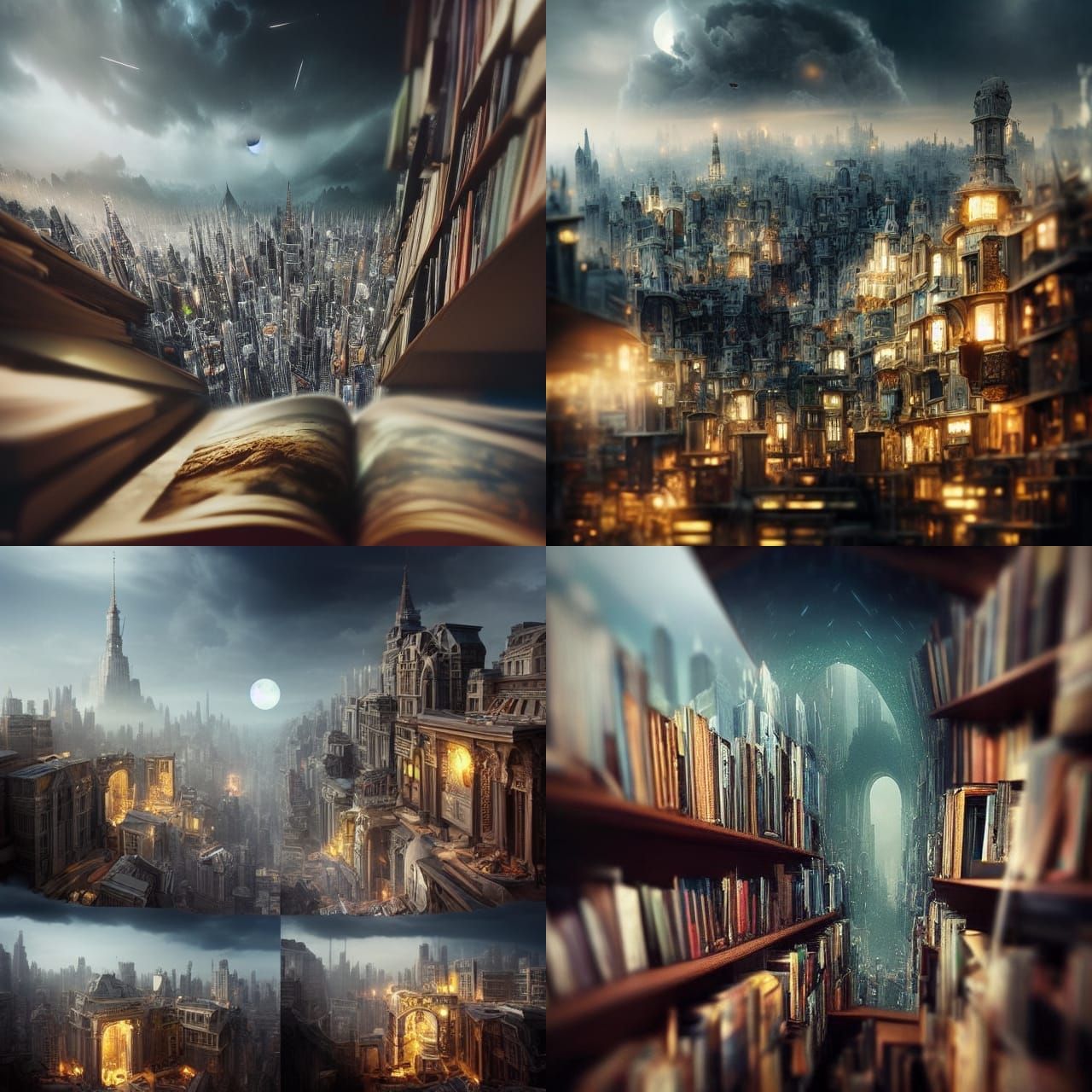 Hidden City in Bookshelf: Digital Matte Painting