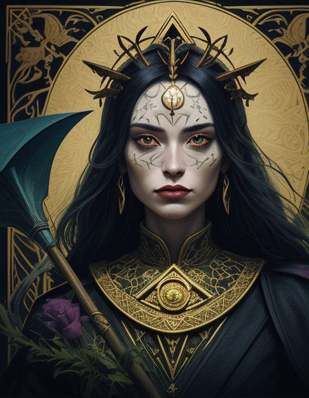 Majestic Witch Takes Flight in Dark Fantasy Art