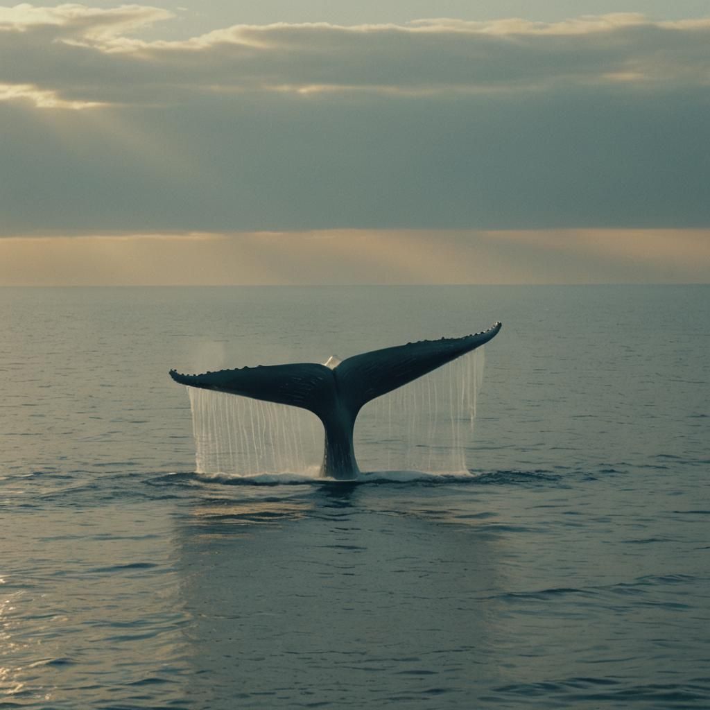 Blue Whale Breaching: Cinematic Oceanic Film Still