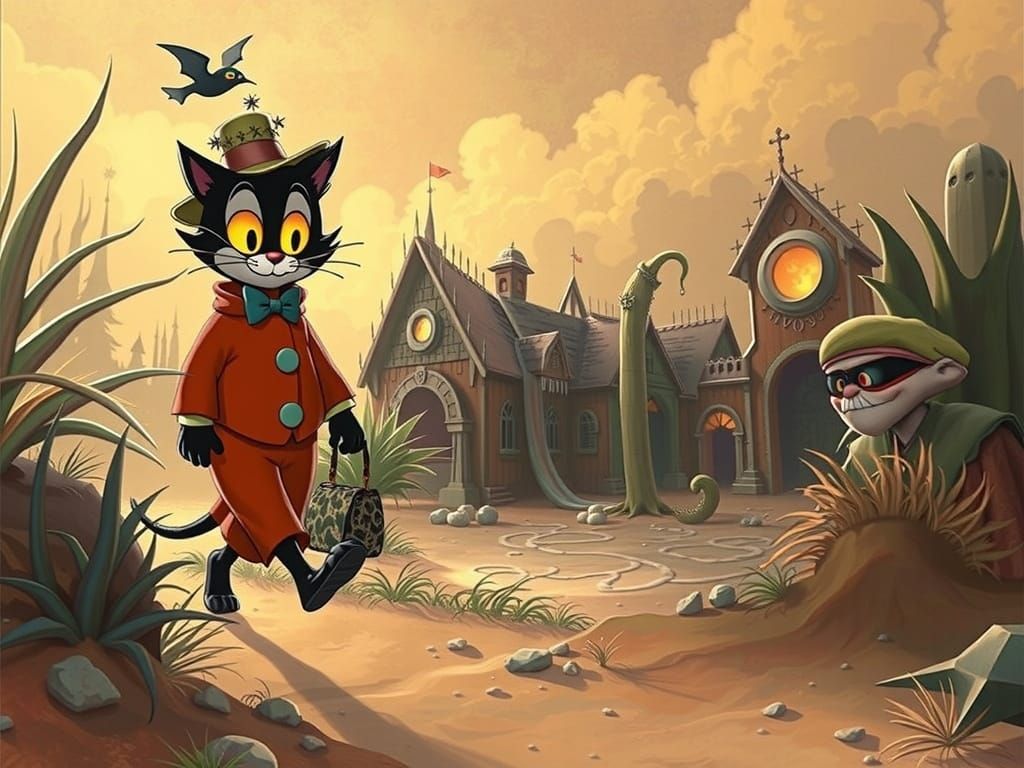 Creepy 1930s Felix the Cat in Surreal Nightmare