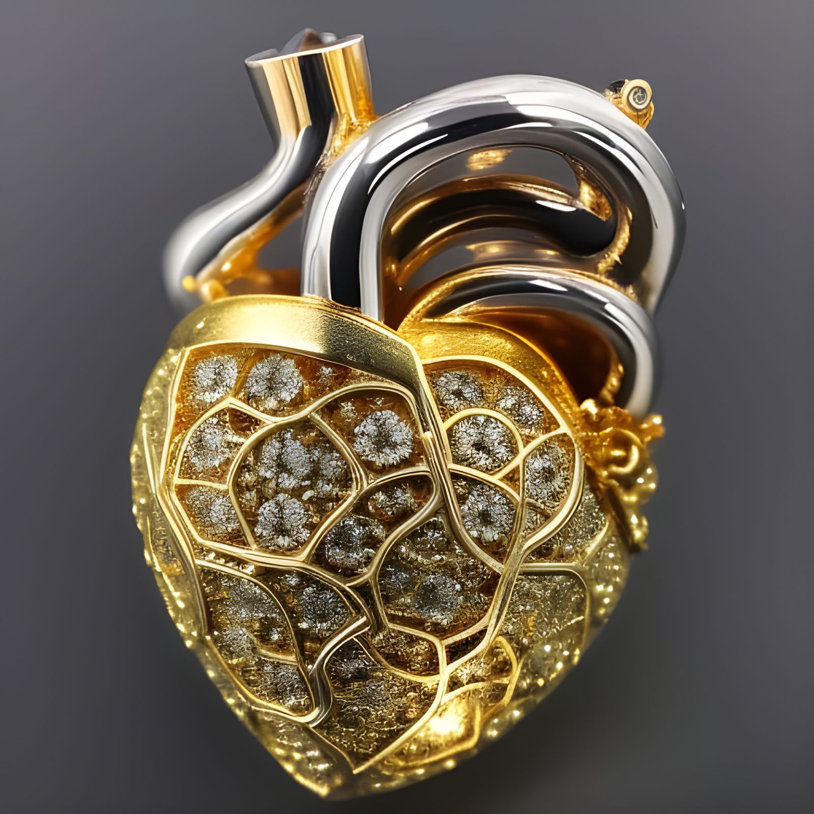 gold and silver heart
