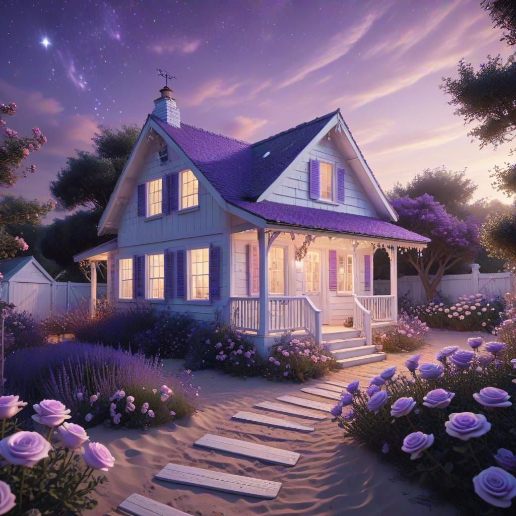 Cosmic Beach Cottage with Lavender Accents
