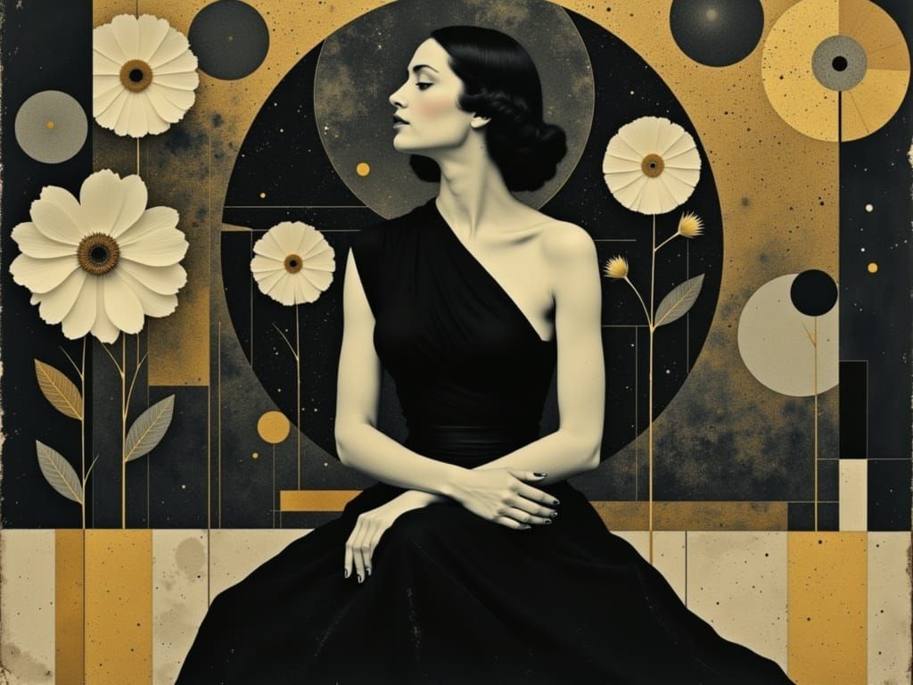 Nightclub Singer with Art Deco Floral Arrangement