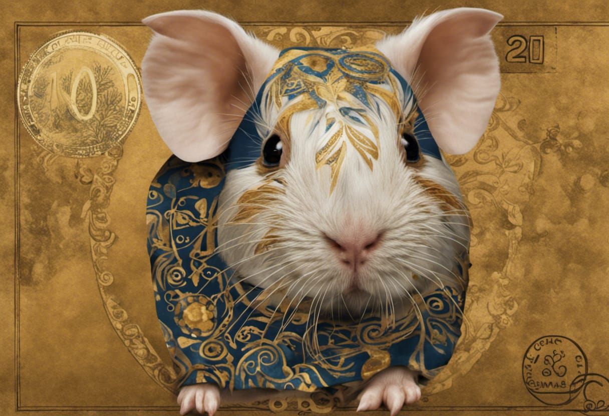 Guinea Pig Portrait in Klimt Style Stamp