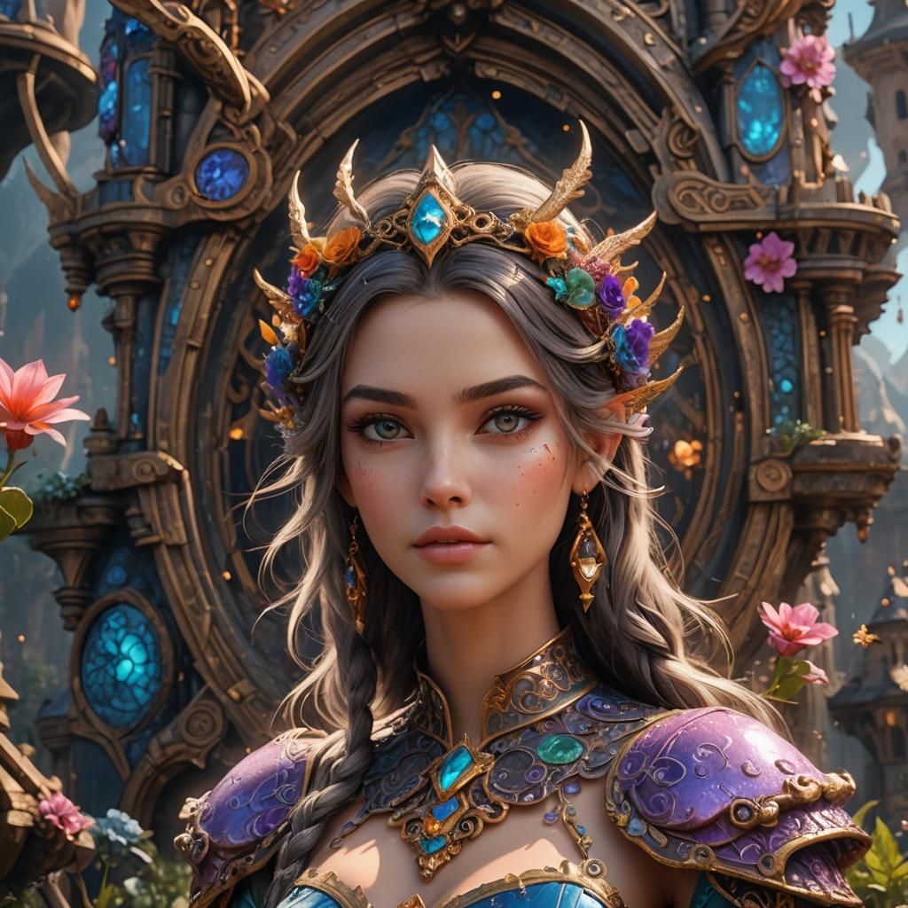 Dreamgirl Close-up in Detailed Matte Painting