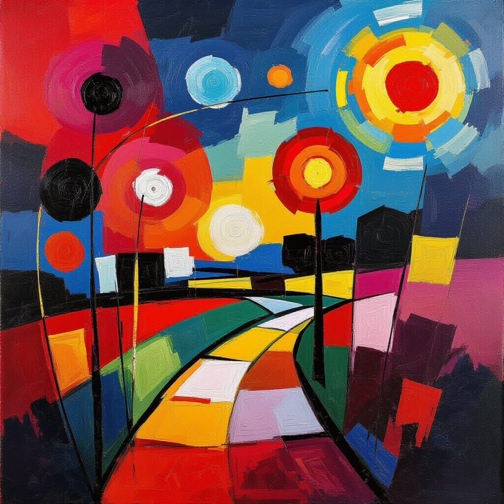 Energetic Abstract Expressionist Painting with Bold Brushstr...