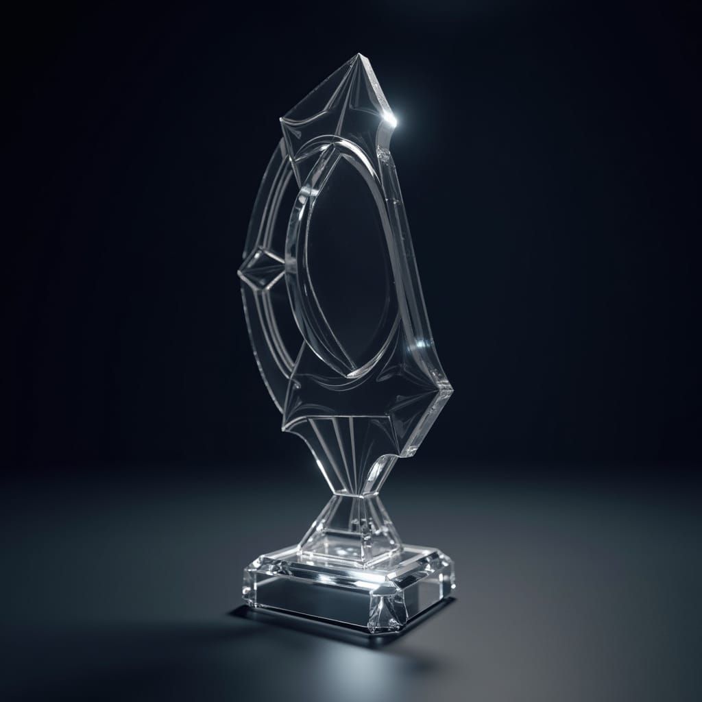 Podcast Trophy on Dark Gradient Background