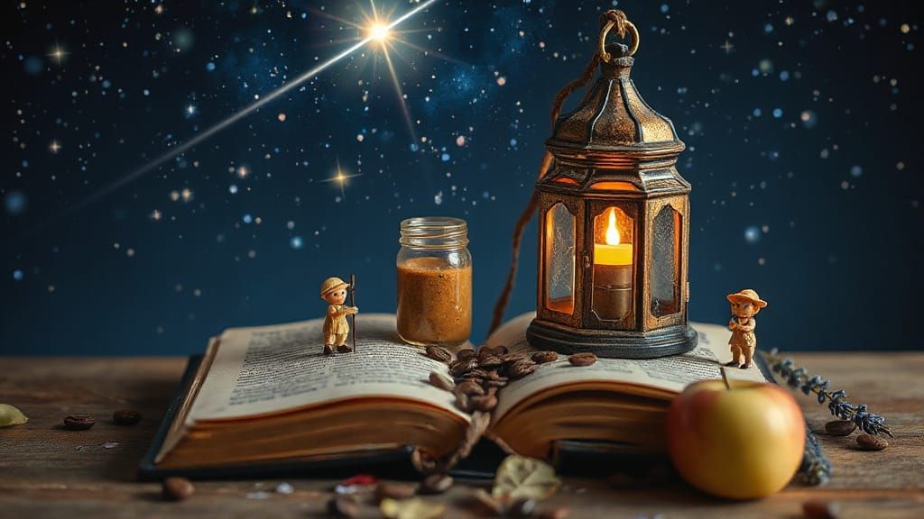 Whimsical Miniature Scenes Under a Celestial Glow
