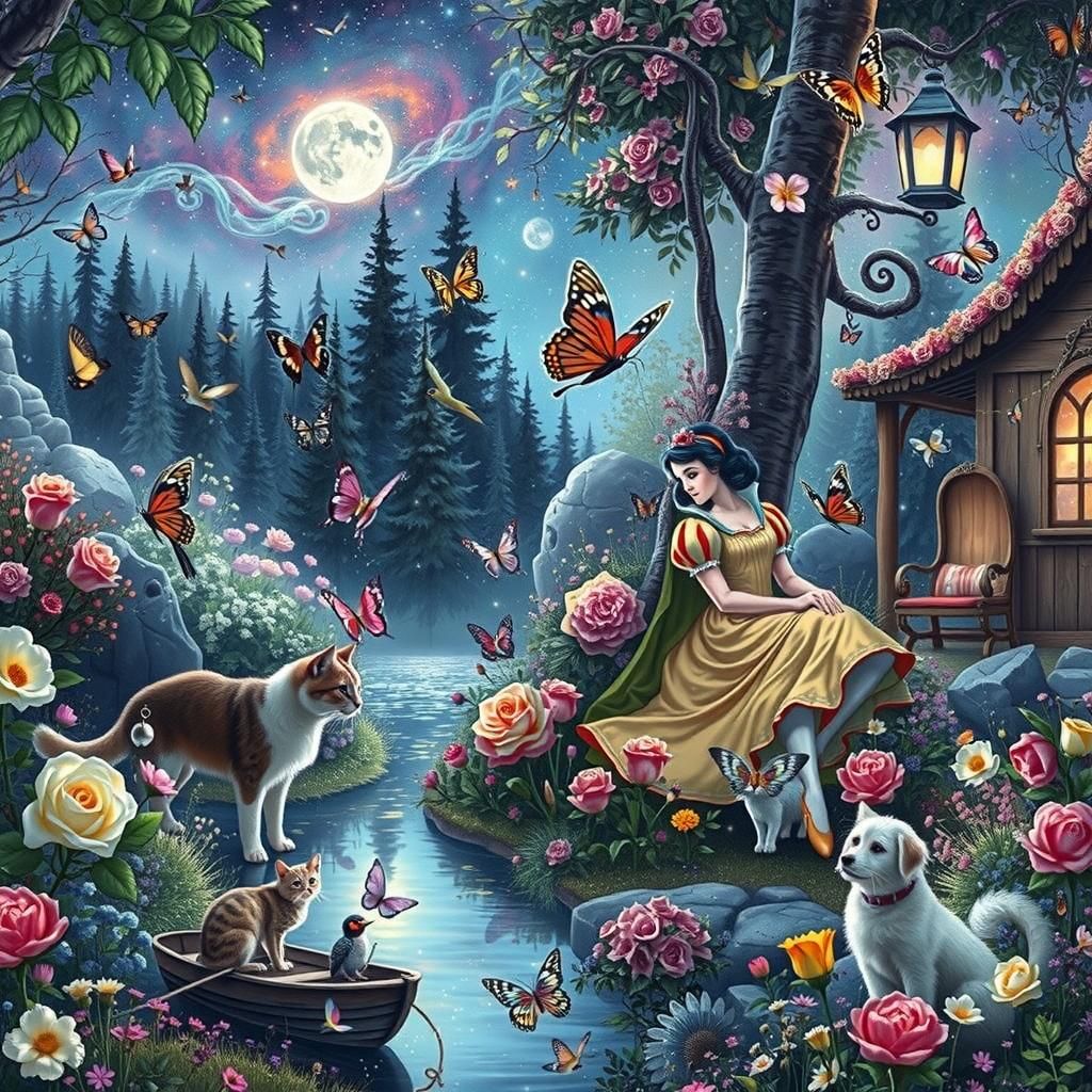 Alice and Snow White in Magical Forest