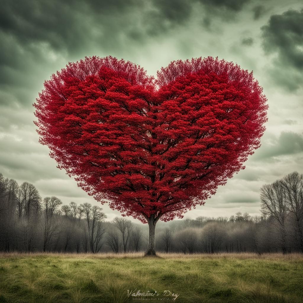 Valentine's Day Meadow with Heart-Shaped Leaves