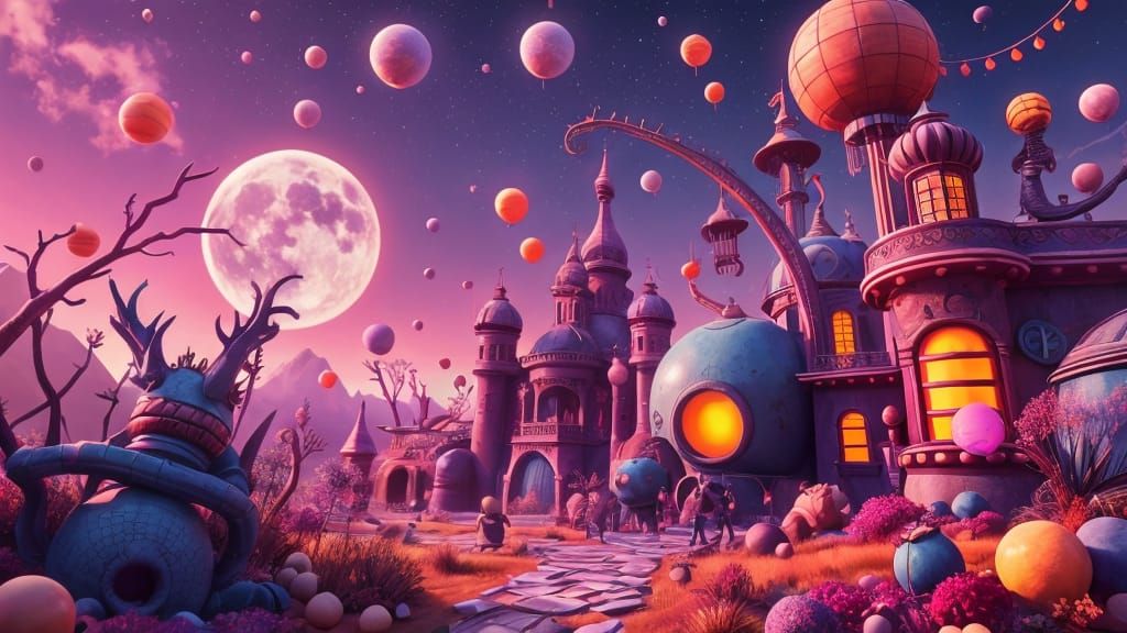 Surreal Fantasy Realm Unveiled in Vibrant Dixit-Inspired Art