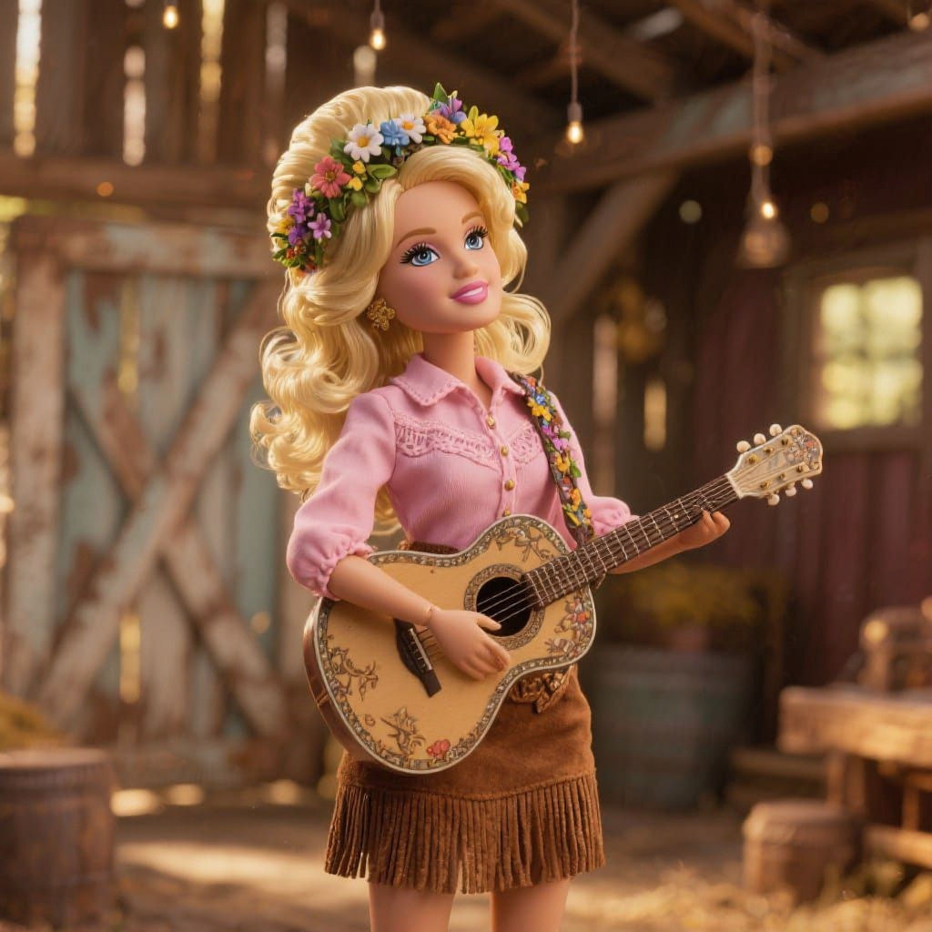 Dolly Parton as Barbie Doll in 3D Render