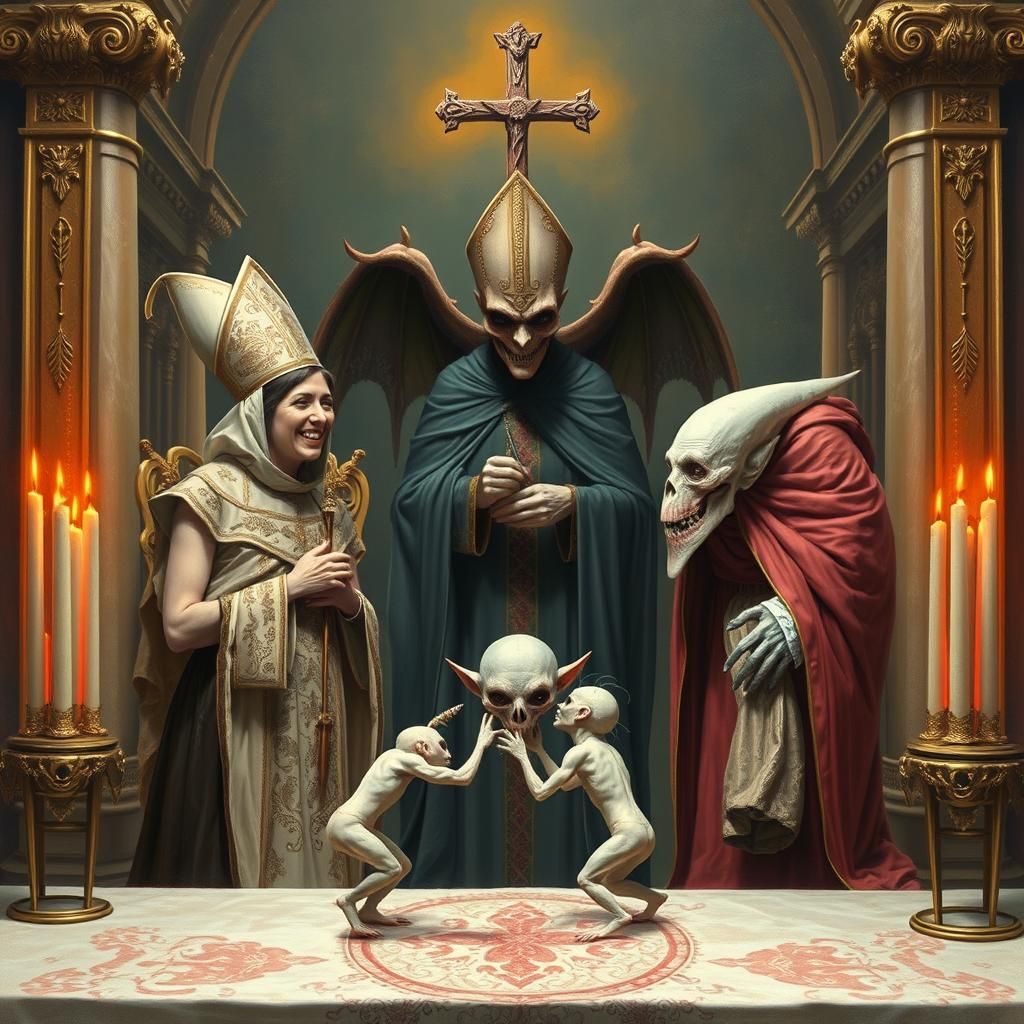 Unholy Marriage at Cryptid Vatican, Psychedelic Digital Art