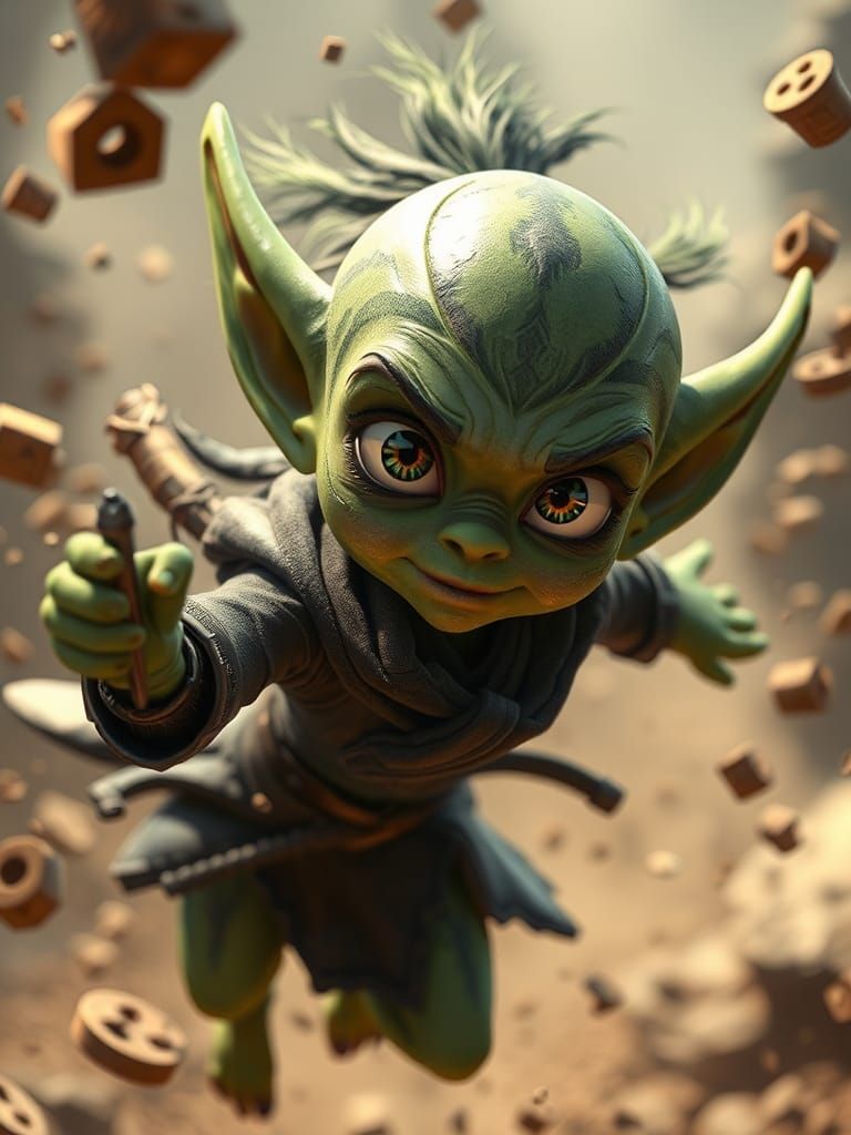 Pixar-Style Goblin Elf Ninja in 3D