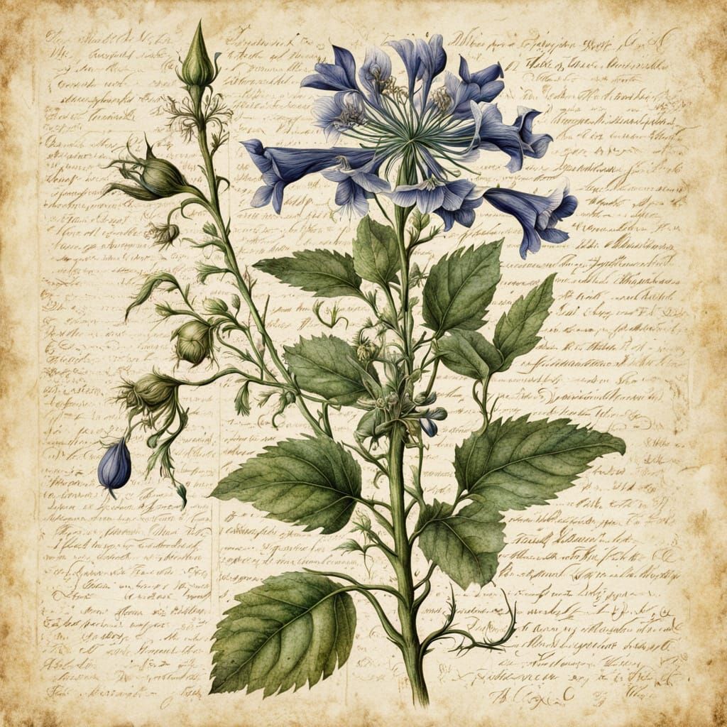 Renaissance Botanical Illustration of Campanula Plant