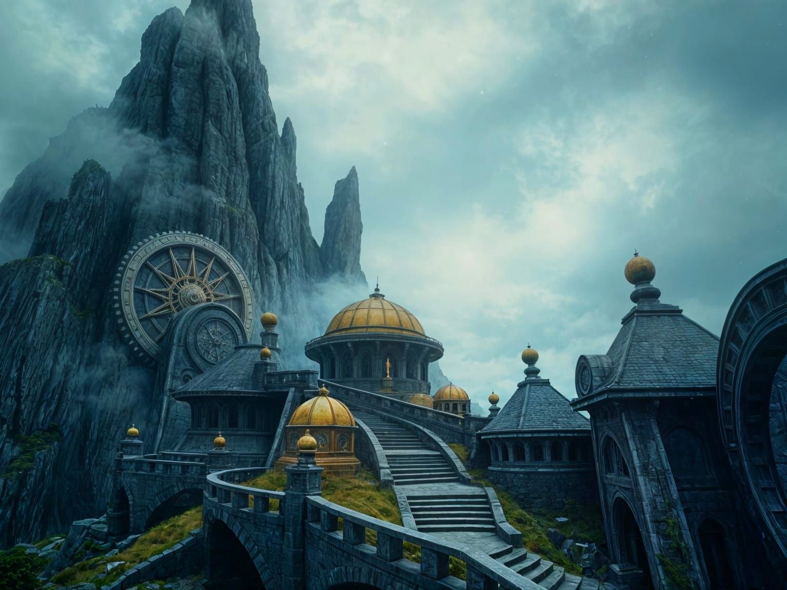 Celestial Observatory Ruins in Overcast Light