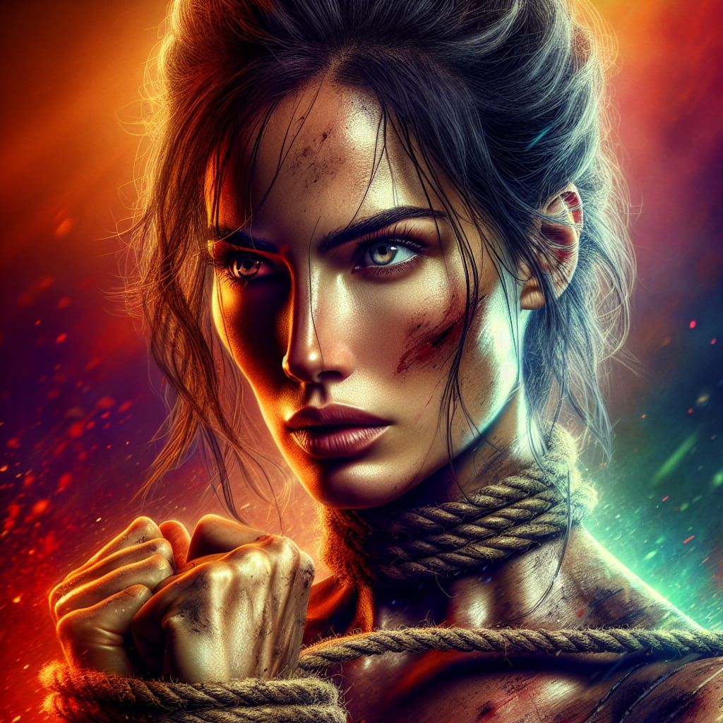 Resilient Woman: Hyperrealistic Portrait of Strength