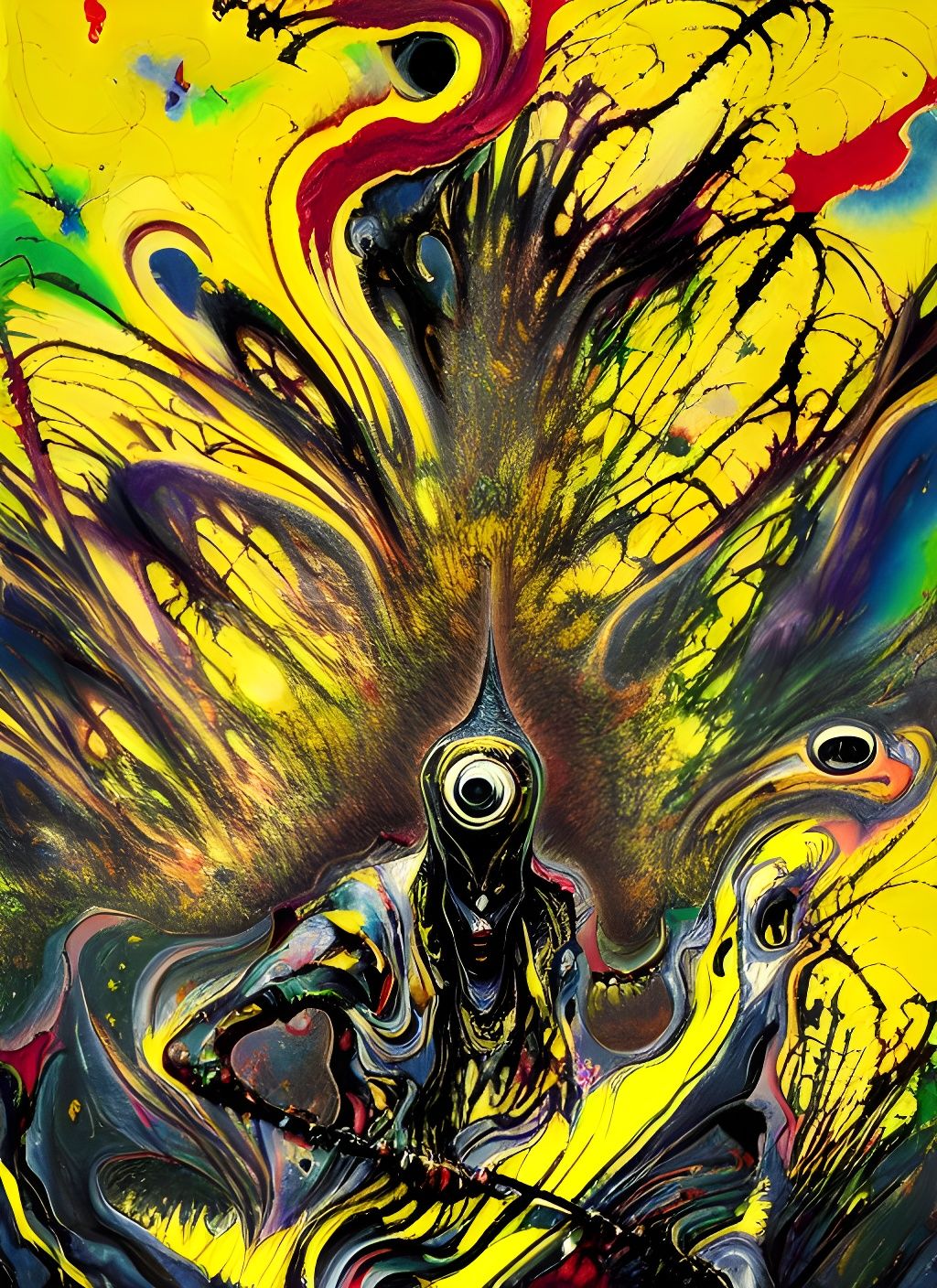 Dark Demon King: Acrylic Pour Painting