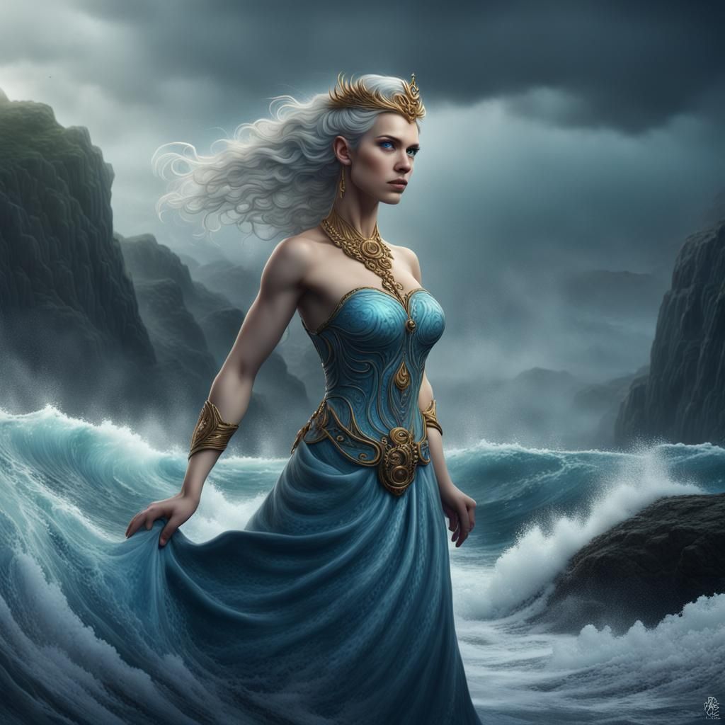 Finnish Water Goddess Portrait in Detailed Matte Painting