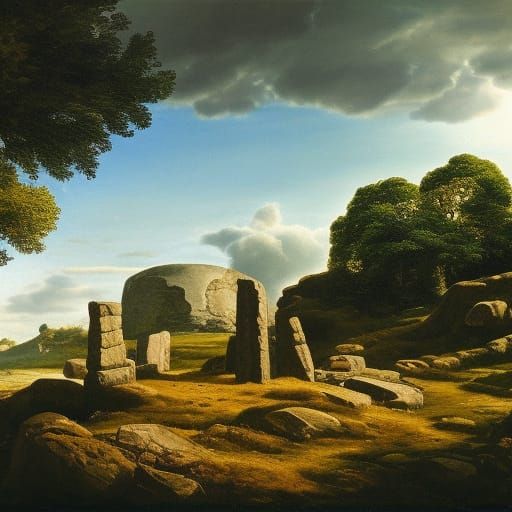 Megalithic Trilithon in Wilderness: Romantic Movement Landsc...