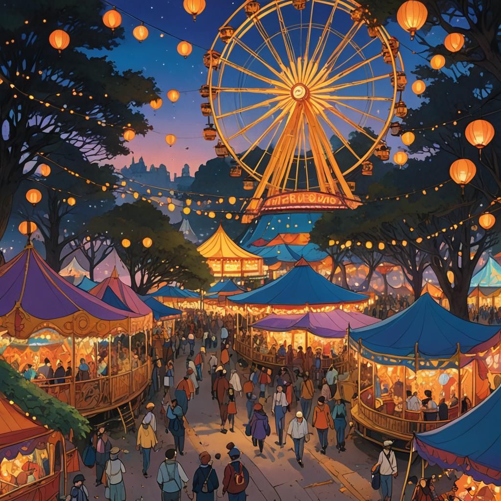 Mystical Carnival at Dusk: Fantasy Concept Art