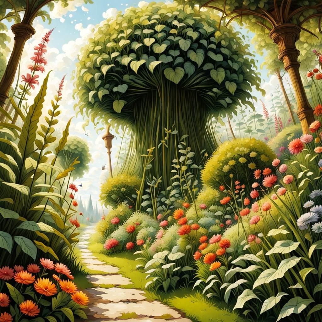 Giant Garden from Ground View, Gulliver's Travels Style