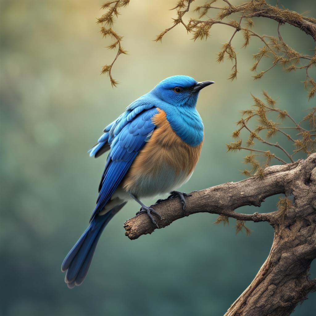 Blue Bird Ready to Fly: Hyperdetailed Bird Photography