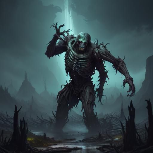 Colossal Wastemaw Entity in Dark Fantasy Style
