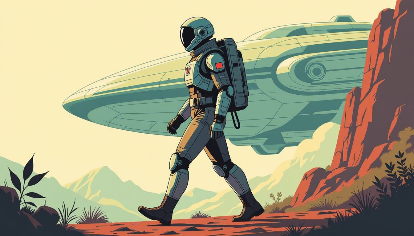 Upright Figure in Vintage Scientific Style