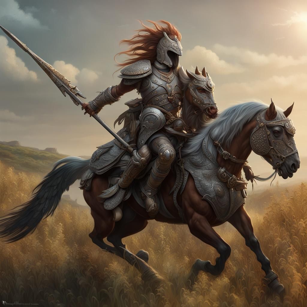 Armored Monkey Horse Rider on Falcon Centaur