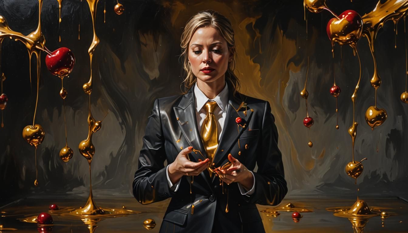 Surreal Gold Transformation into Female Lawyer