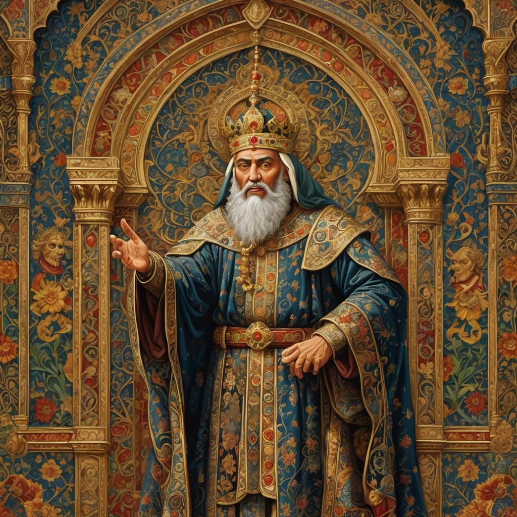 Angry Medieval King Commands Court in Ornate Setting