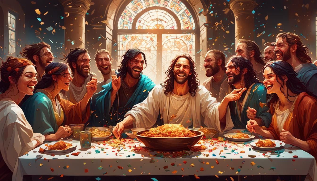 Joyful Last Supper with Confetti and Pillow Fight