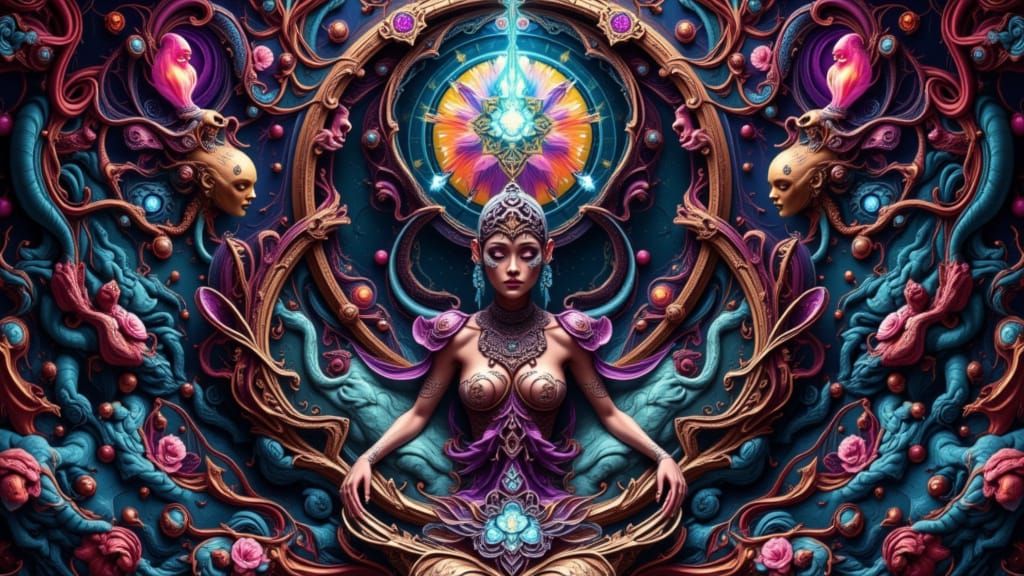 Intricate Alien Mandala in Fantasy Concept Art Style