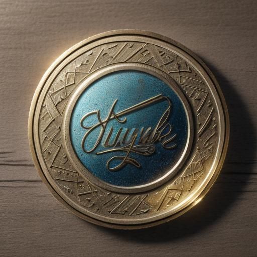 Hyper-Realistic Coin on Wooden Table