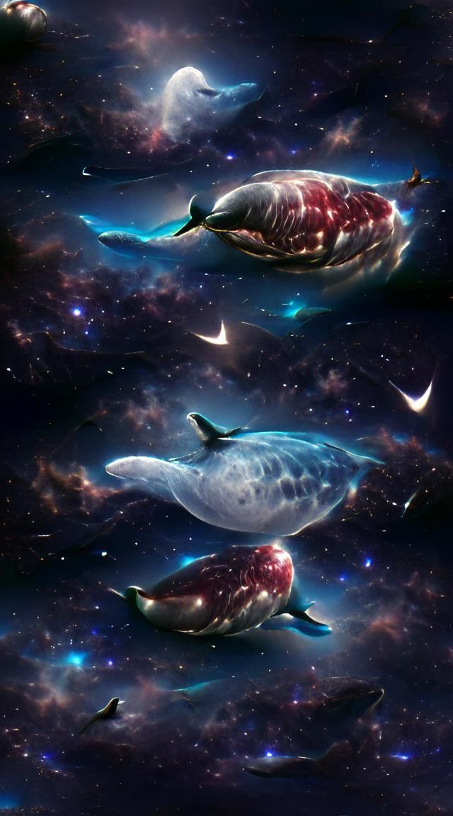 Photorealistic Whale Drifting Through Space