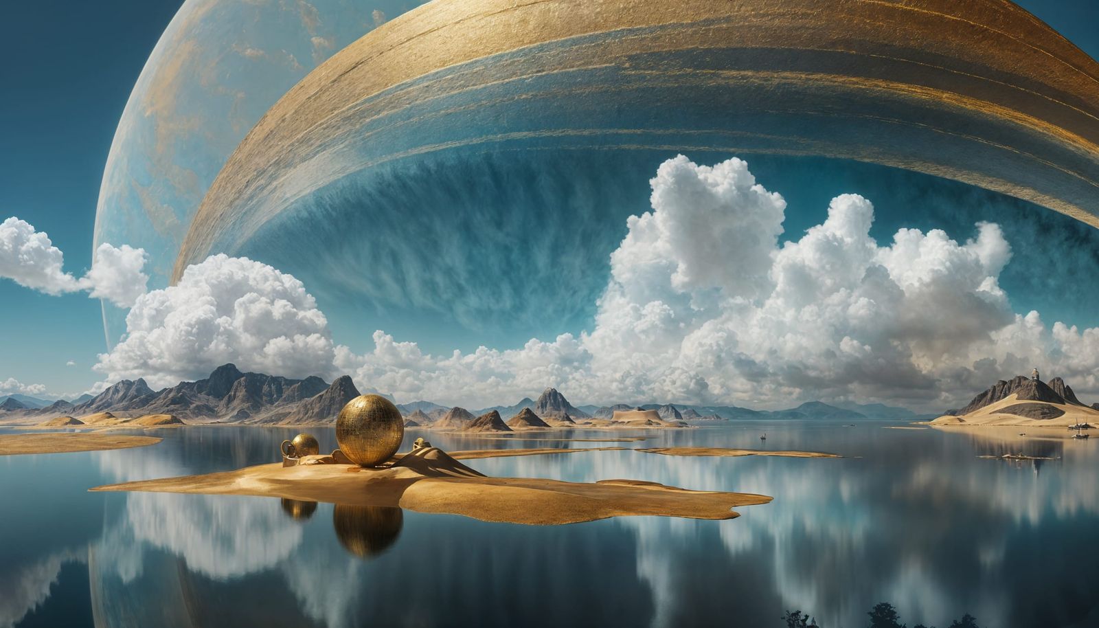 Abstract Golden Cycles: Detailed Matte Painting