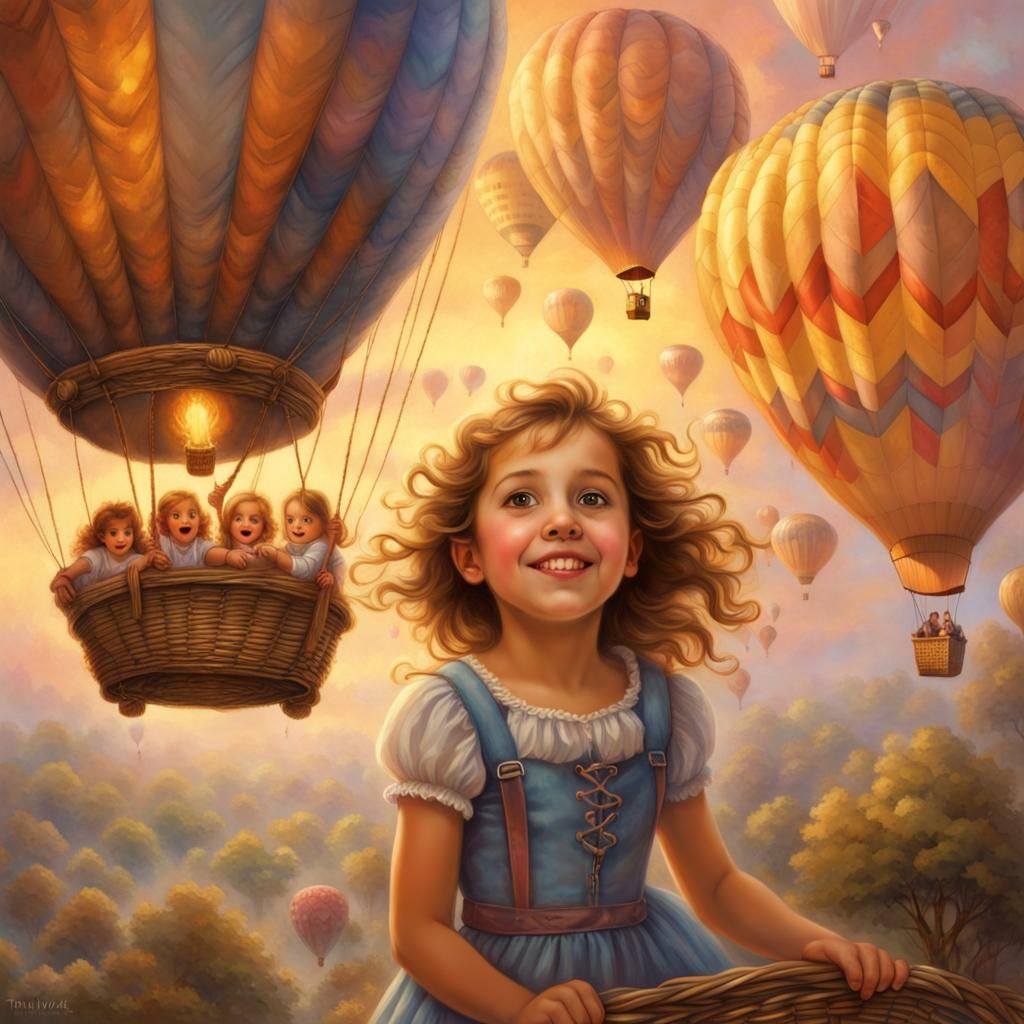 Girl in Hot Air Balloon, Ethereal Fantasy