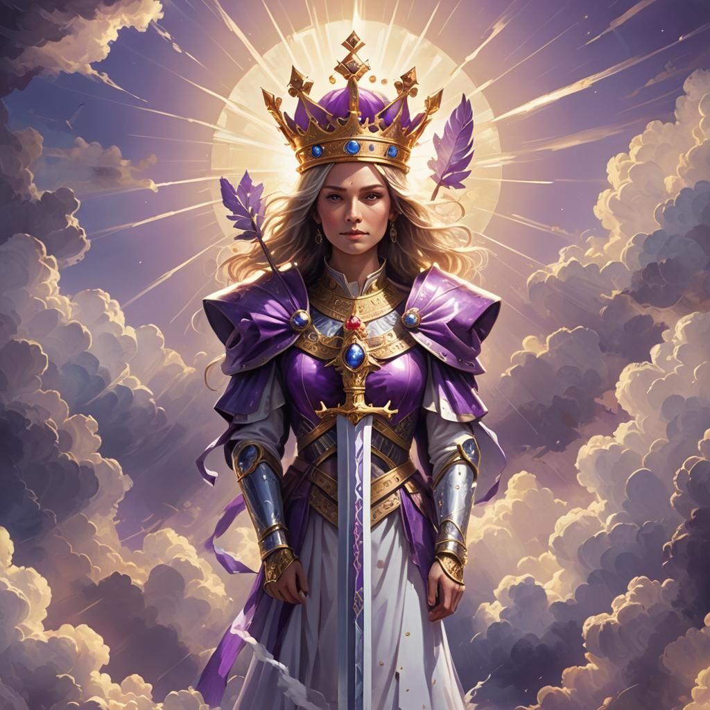 Purple Queen Mother with Sword and Crown
