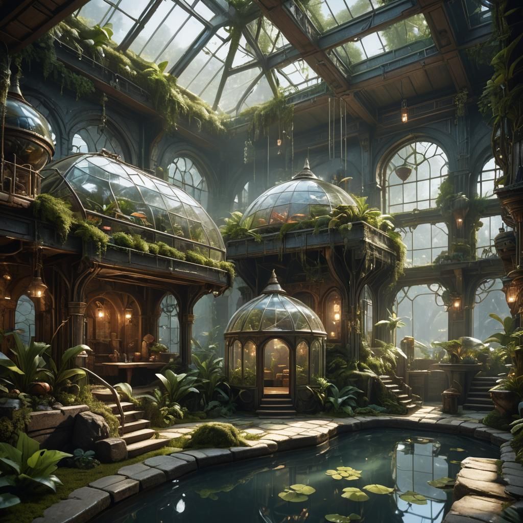 Elven Terrarium Bathhouse in Sci-Fi Fantasy Style