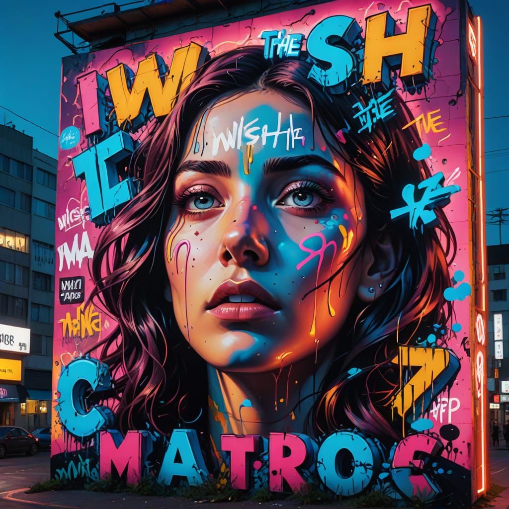 Surreal Graffiti Billboard Art in Dreamlike Style