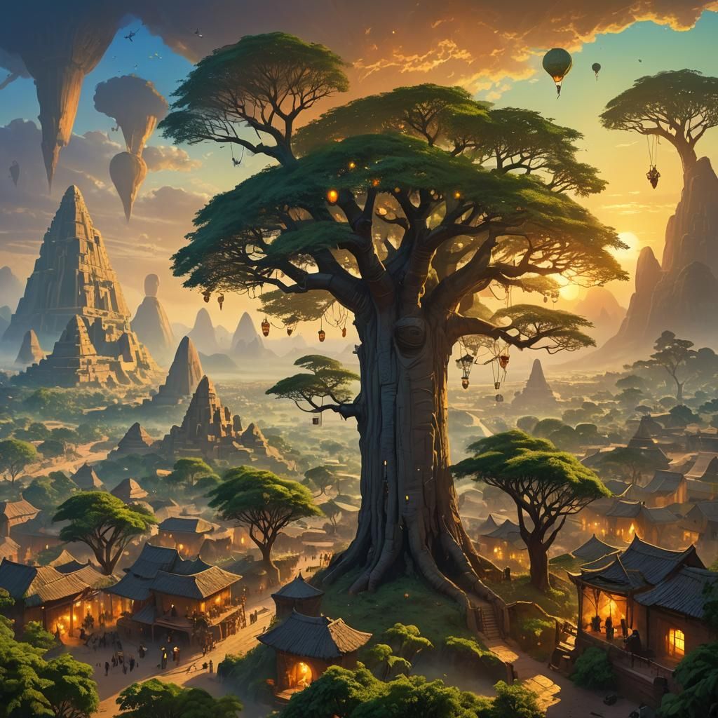 Ancient African Cityscape in a Lush Valley
