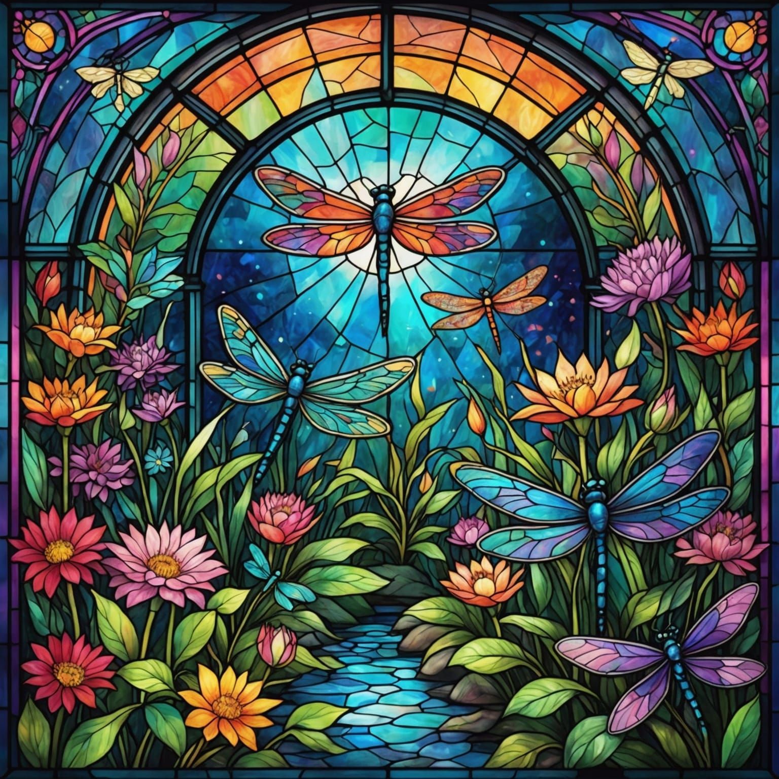 Greenhouse Stained Glass: Cosmic Illustration
