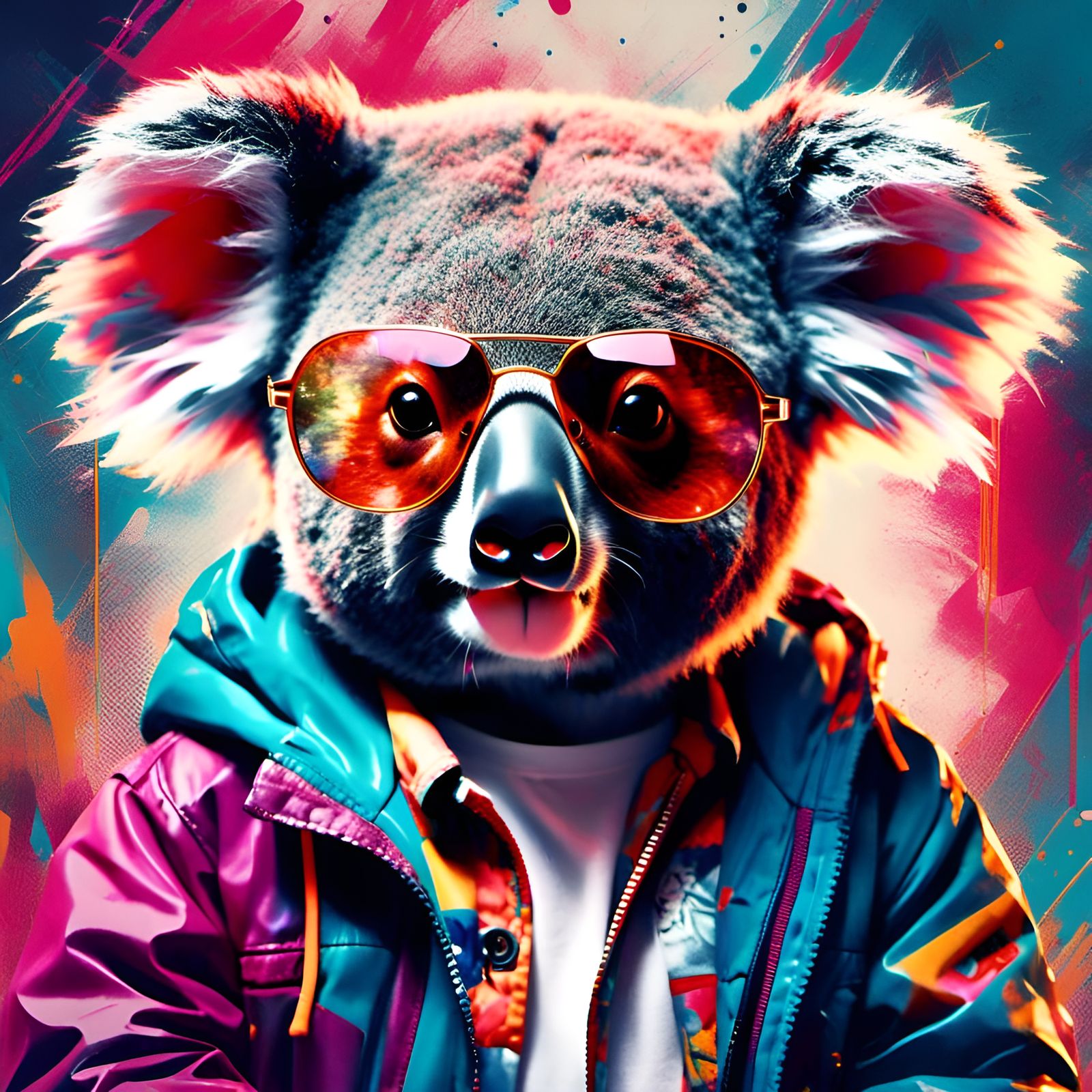 Adorable Koala Portrait with Sunglasses
